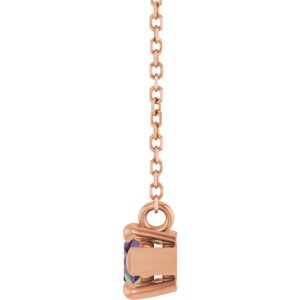 14K Rose Gold 8x4 mm Lab-Grown Alexandrite 18" Necklace