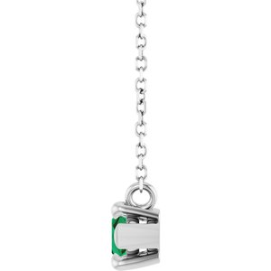 14K White Gold 8x4 mm Natural Emerald 18" Necklace