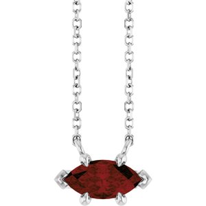 14K White Gold 8x4 mm Natural Mozambique Garnet 18" Necklace