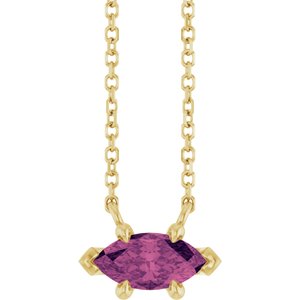 14K Yellow Gold 8x4 mm Natural Pink Tourmaline 18" Necklace