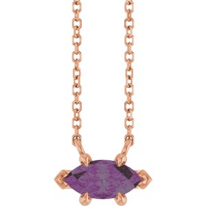 14K Rose Gold 8x4 mm Lab-Grown Alexandrite 18" Necklace