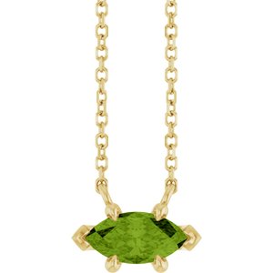 14K Yellow Gold 8x4 mm Natural Peridot 18" Necklace