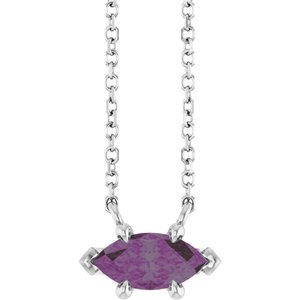 Sterling Silver 8x4 mm Lab-Grown Alexandrite 18" Necklace