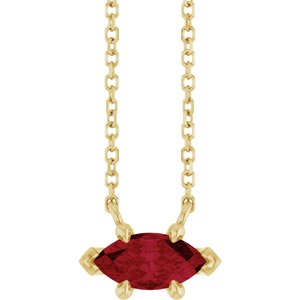 14K Yellow Gold 8x4 mm Natural Ruby 18" Necklace