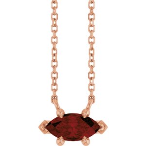 14K Rose Gold 8x4 mm Natural Mozambique Garnet 18" Necklace