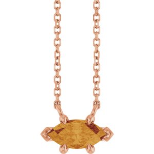 14K Rose Gold 8x4 mm Natural Citrine 18" Necklace