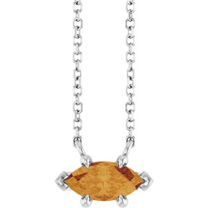 Platinum 8x4 mm Natural Citrine 18" Necklace