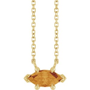 14K Yellow Gold 8x4 mm Natural Citrine 18" Necklace
