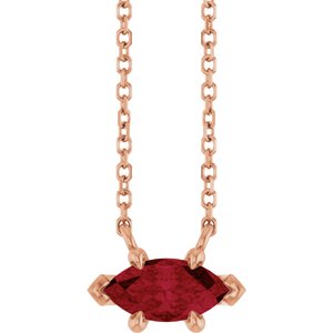 14K Rose Gold 8x4 mm Natural Ruby 18" Necklace