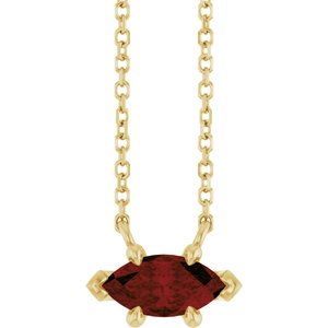 14K Yellow Gold 8x4 mm Natural Mozambique Garnet 18" Necklace