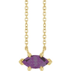 14K Yellow Gold 8x4 mm Lab-Grown Alexandrite 18" Necklace