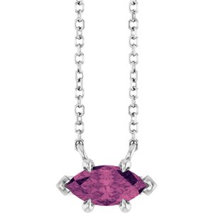 Platinum 8x4 mm Natural Pink Tourmaline 18" Necklace