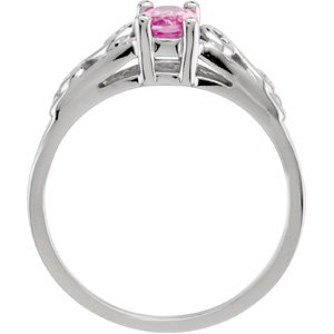 14K White Gold October Imitation Birthstone Ring