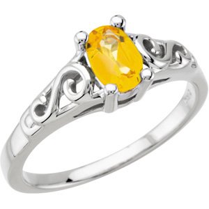 14K White Gold November Imitation Birthstone Ring
