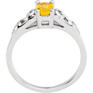 14K White Gold November Imitation Birthstone Ring