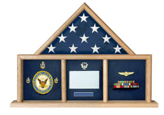 Flag and Medal Display Case, Shadow Box, Combination Flag/Medal