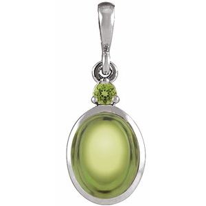 Platinum 6x4 mm Natural Peridot Pendant