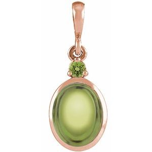 14K Rose 6x4 mm Natural Peridot Pendant
