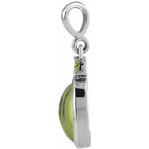 Sterling Silver 6x4 mm Natural Peridot Pendant