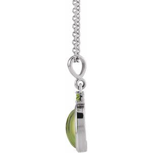 Platinum 8x6 mm Natural Peridot 16-18" Necklace
