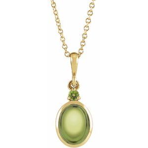 14K Yellow 8x6 mm Natural Peridot 16-18" Necklace