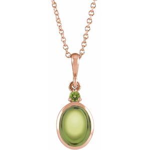 14K Rose Gold 8x6 mm Natural Peridot 16-18" Necklace