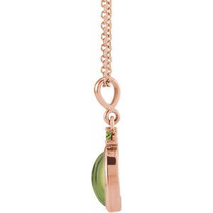 14K Rose 6x4 mm Natural Peridot 16-18" Necklace