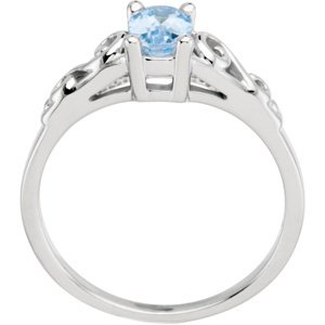 14K White Gold March Imitation Birthstone Ring