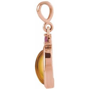 14K Rose 6x4 mm Natural Citrine & Natural Pink Tourmaline Pendant