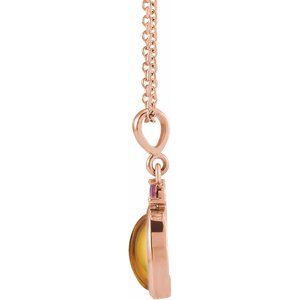 14K Rose 5x3 mm Natural Citrine & Natural Pink Tourmaline 16-18" Necklace