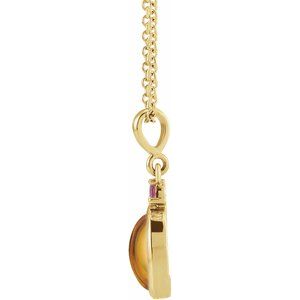 14K Yellow 8x6 mm Natural Citrine & Natural Pink Tourmaline 16-18" Necklace
