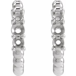 14K White Gold Accented Beaded 19.3 mm Hoop Earring Mounting – image 2