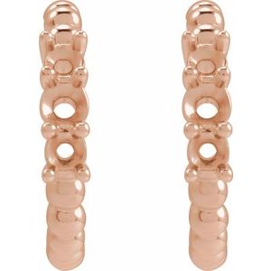 14K Rose Gold Accented Beaded 19.3 mm Hoop Earring Mounting – image 2