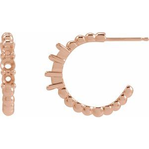 14K Rose Gold Accented Beaded 19.3 mm Hoop Earring Mounting