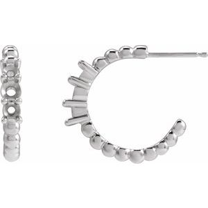 Sterling Silver Accented Beaded 19.3 mm Hoop Earring Mounting