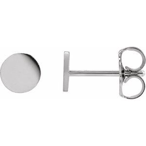 14K White 5 mm Engravable Disc Earrings