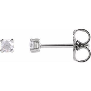 Sterling Silver .07 CTW Rose-Cut Natural Diamond Stud Earrings