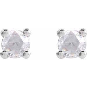 Sterling Silver .07 CTW Rose-Cut Natural Diamond Stud Earrings – image 2