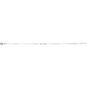 Sterling Silver 1/6 CTW Natural Diamond Three-Stone Bar 6-7 1/2" Link Bracelet