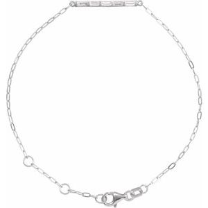 Sterling Silver 1/3 CTW Natural Diamond Five-Stone Bar 6-7 1/2" Link Bracelet