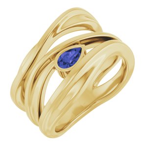 14K Yellow Gold Natural Iolite Negative Space Ring