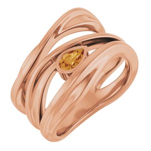 14K Rose Gold Natural Citrine Negative Space Ring