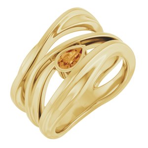 14K Yellow Gold Natural Citrine Negative Space Ring