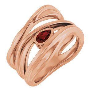 14K Rose Gold Natural Mozambique Garnet Negative Space Ring