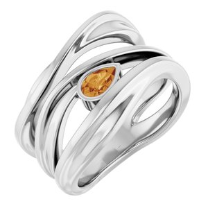 14K White Gold Natural Citrine Negative Space Ring