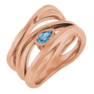 14K Rose Gold Natural Sky Blue Topaz Negative Space Ring