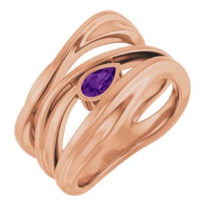 14K Rose Gold Natural Amethyst Negative Space Ring
