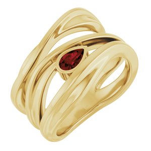 14K Yellow Gold Natural Mozambique Garnet Negative Space Ring