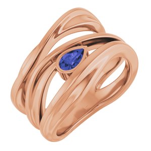 14K Rose Gold Natural Iolite Negative Space Ring