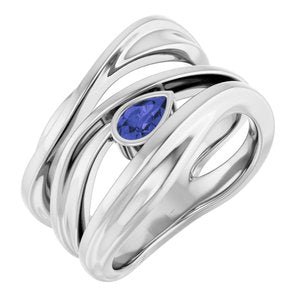 14K White Gold Natural Iolite Negative Space Ring